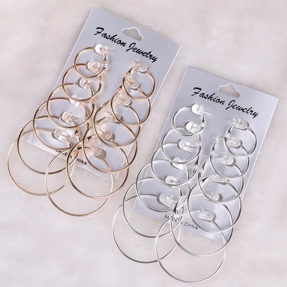 Jewelry - NWT Hoop Earrings Set Big Circle Earrings